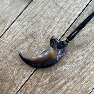 Men Pendant Necklace with a bear/teeth.Handmade